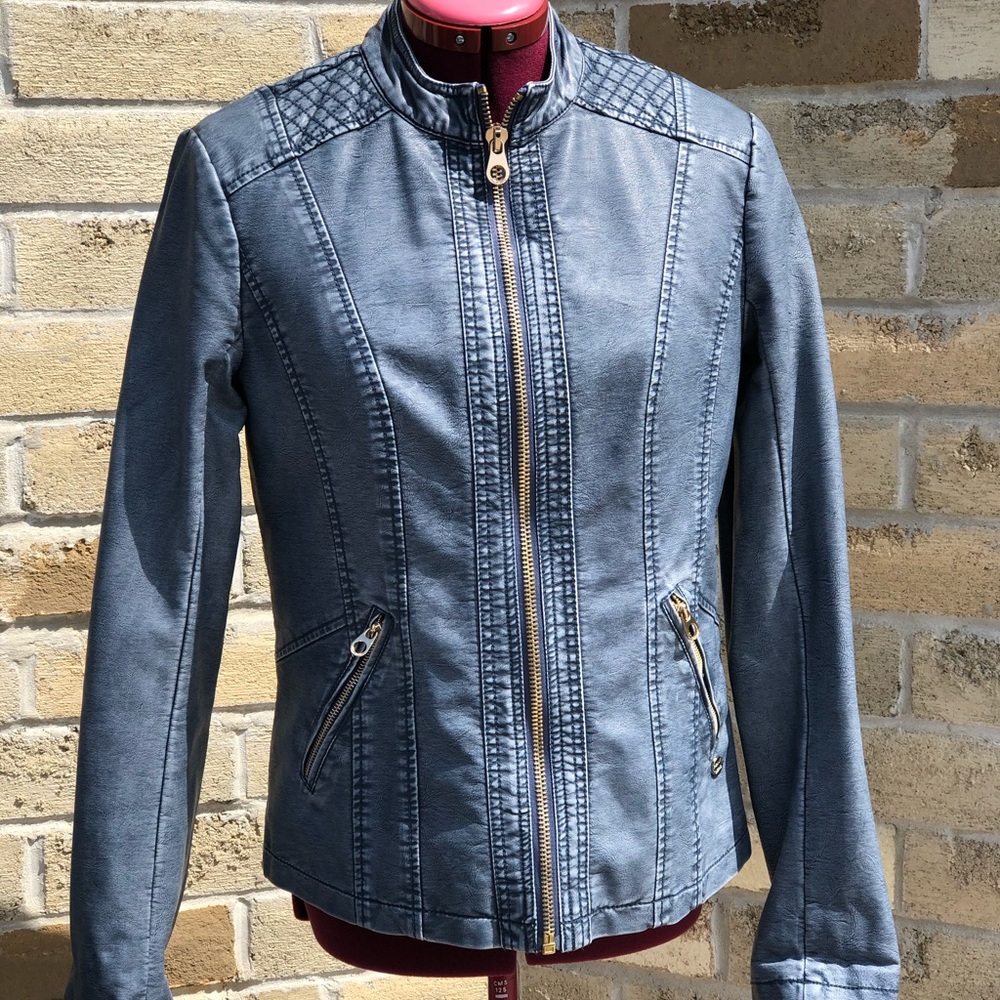 Faux Leather Womens Jacket Point Zero Denim Look M